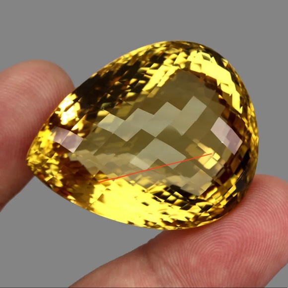 170.35ctw Pear Cut Natural Yellow Citrine Unheated - Picture 2 of 3